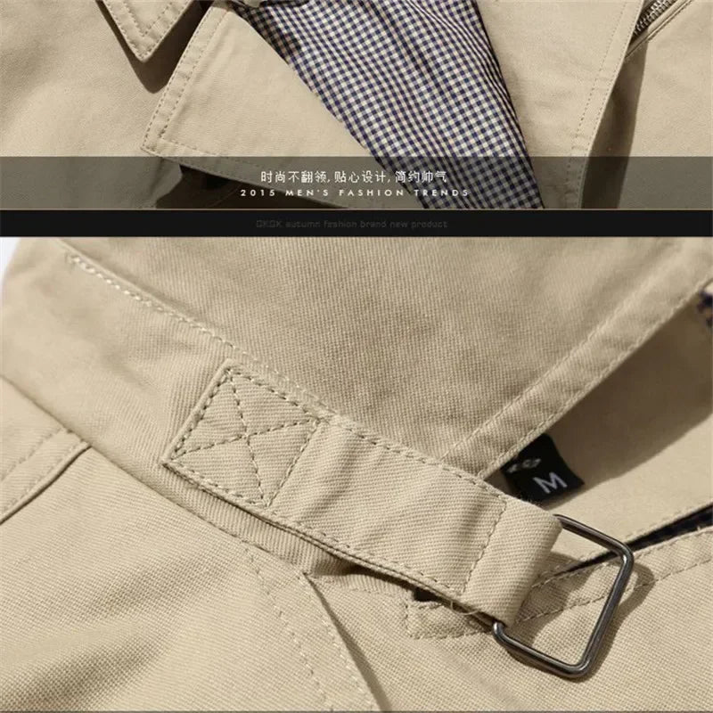Men's Business Windbreaker Solid Casual Long Jackets Men Cotton Trench Coats Spring Autumn Fashion Male Suit Streetwear Blazers