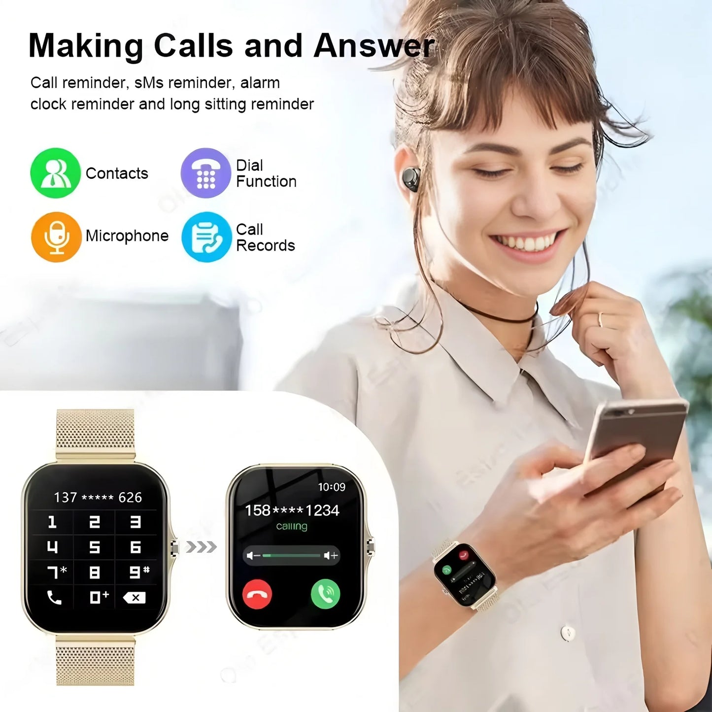 New SmartWatch Men Women 2.02 Amoled BT Call GPS Tracker NFC Sport Waterproof Heart Rate Smart Watch Fitness Tracker