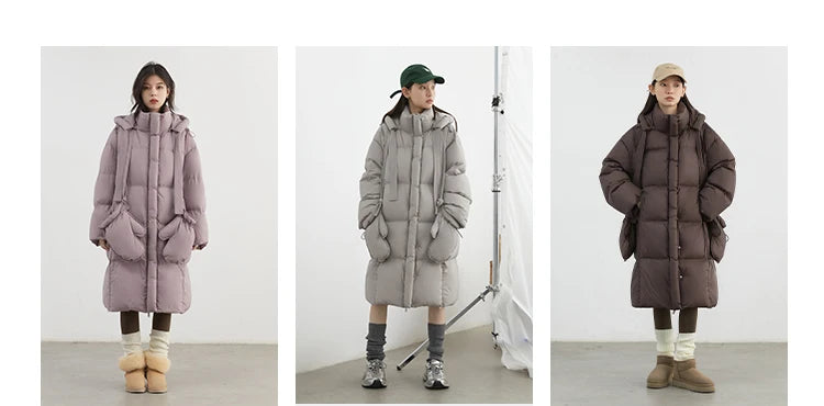 CHIC VEN New Women Down Coats Solid Loose Casual Hooded Down Jacket Female Soft 90 White Duck Down Coat Thick Autumn Winter 2024