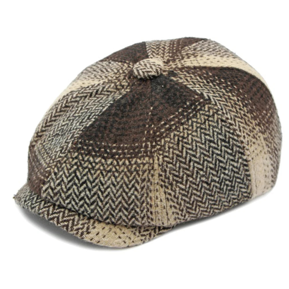 HT4184 Berets Autunm Winter Hats for Men Women Vintage Plaid Artist Painter Octagonal  Beret Hat Male Female Beret Cap
