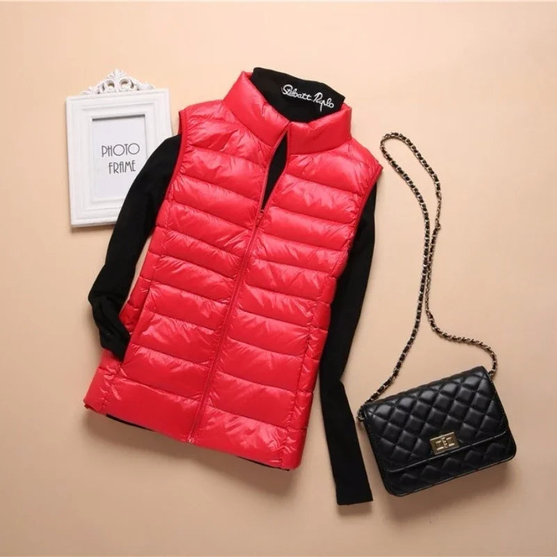 New Down Lightweight White Duck Down Vest Short Sleeveless Vest  Autumn/Winter Slim Fit Ultra Light Down Jacket Women Jackets