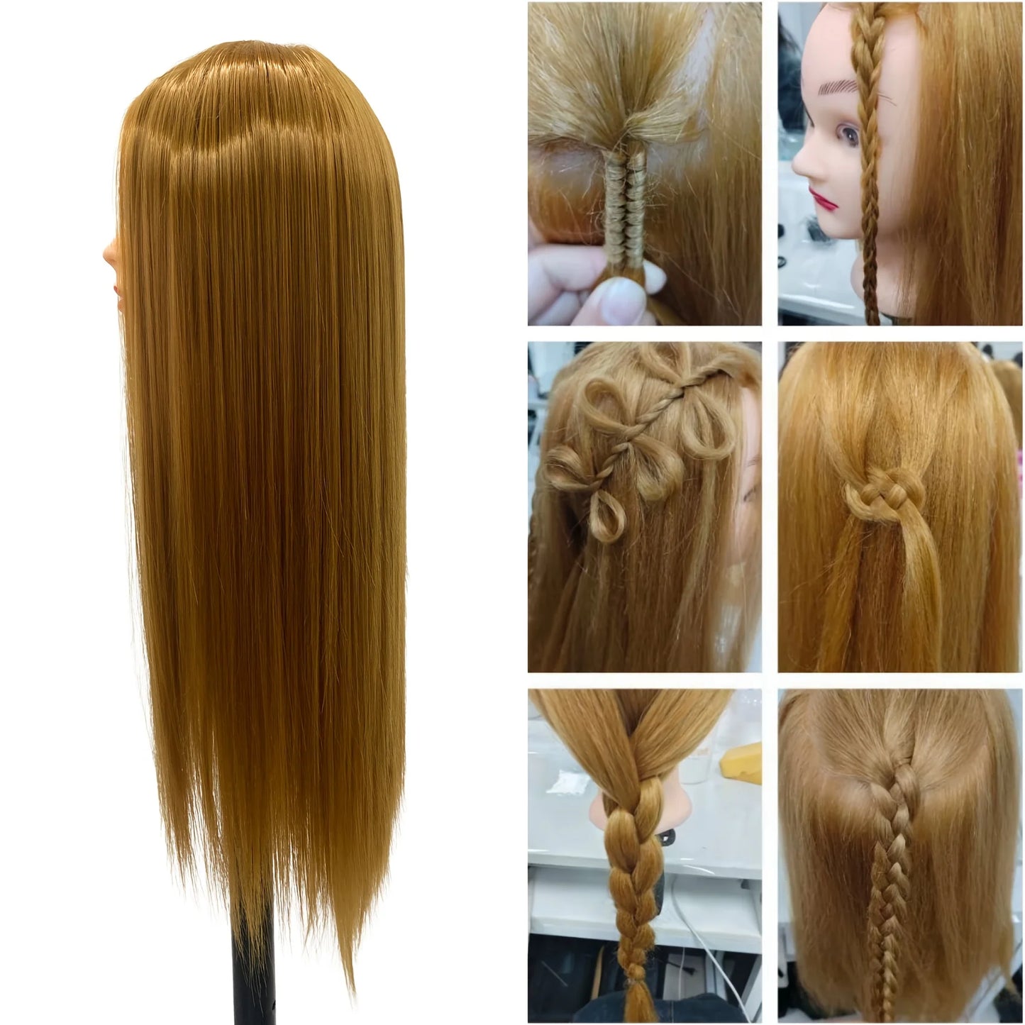 26Inch Long Hair Styling Cosmetology Mannequin Head  Hair Mannequin Head Practice Kit for Braiding Training and Practice