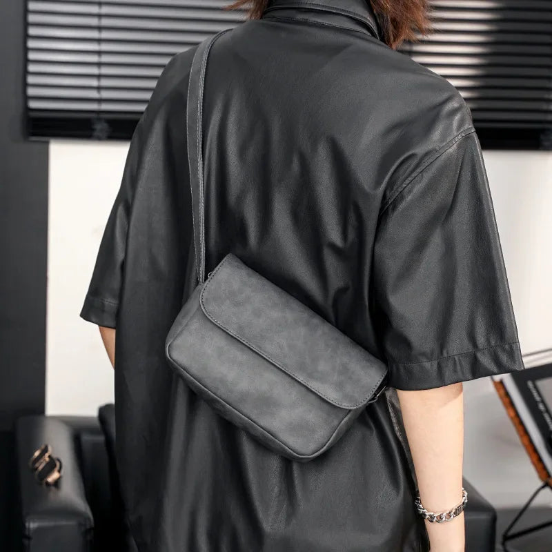 Retro Fashion Crossbody Bags Men Small Flap Men's Crossbody Bag Luxury PU Leather Shoulder Messenger Bag Male Sling Handbags