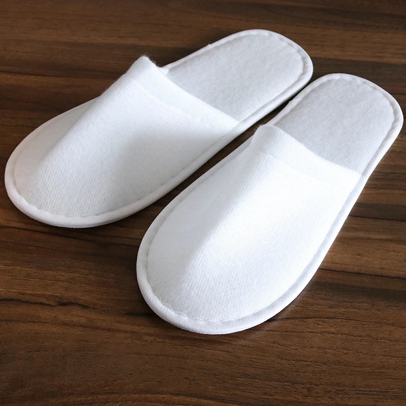 1 Pair Hotel Slippers Men Womens Top Quality Velvet Travel Disposable Cotton Home Hospitality Shoes Cheap SPA Guest Slides