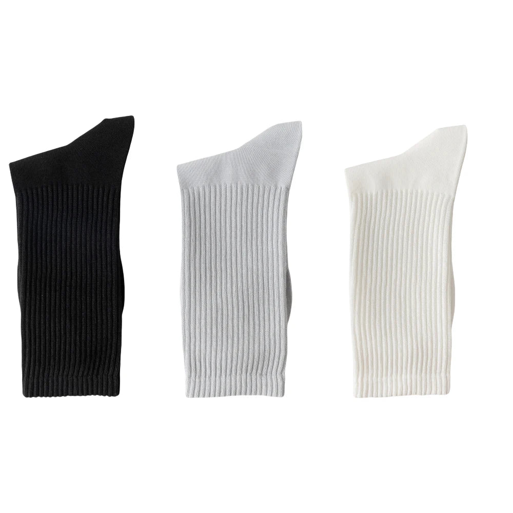 Men's High Quality Business Pure Cotton Socks Solid Color Fashion Casual Long Socks Harajuku Retro Wear-resistant Sports Socks