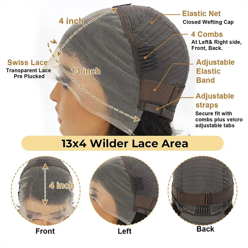 13x4 Lace Wig Side Part Pixie Cut Wigs 100% Virgin Hair Side Part Peruvian Straight Bob Wig Transparent Lace For Black Women