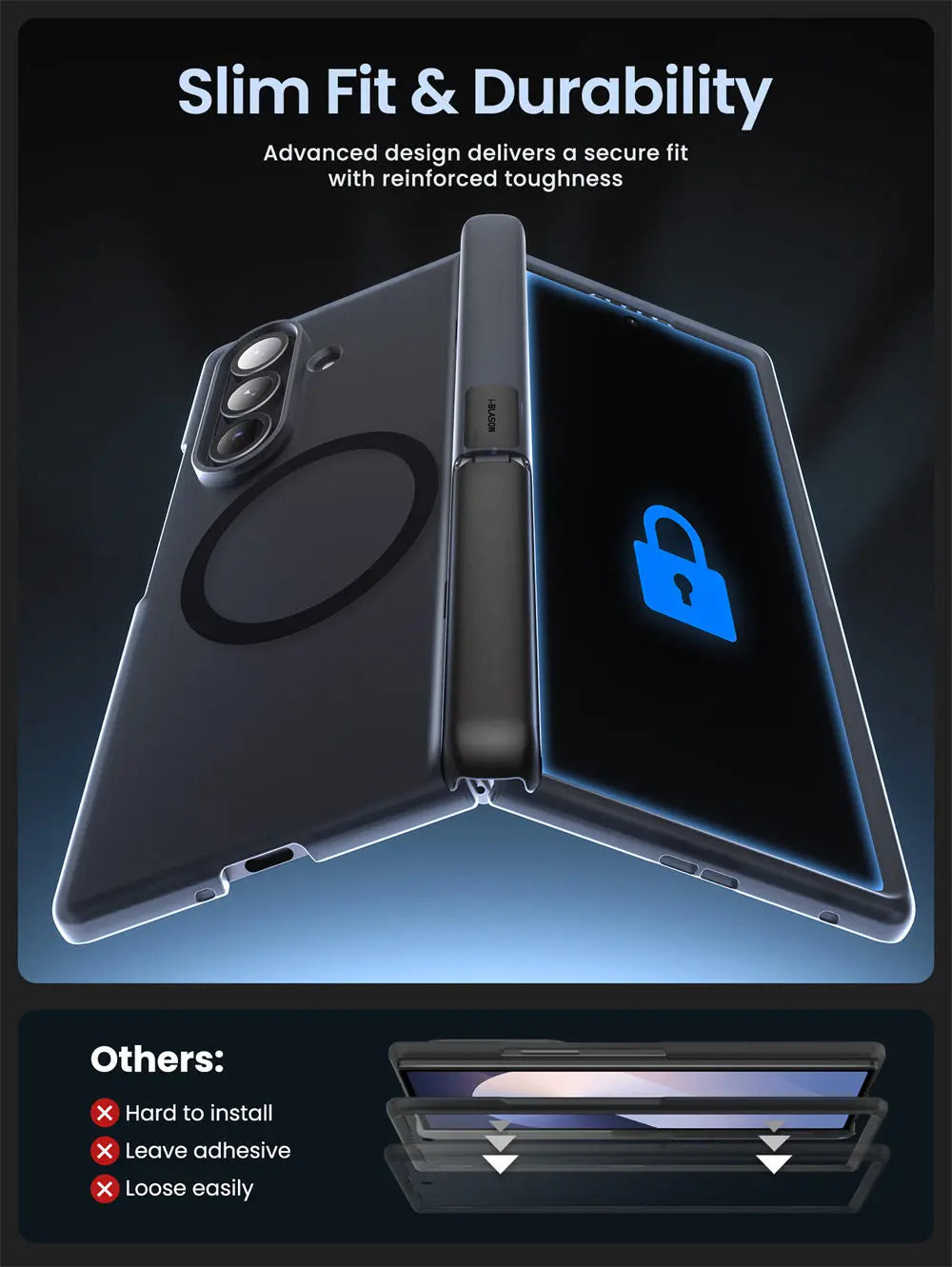 For Samsung Galaxy Z Fold 7 Case I-BLASON Cosmo Full Protective Hinge Protection Magnetic Case with MagSafe Stand & S Pen Holder