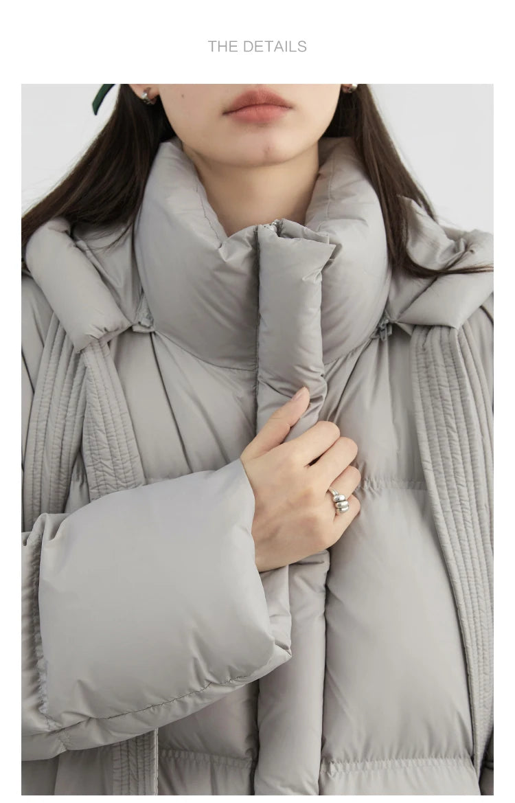 CHIC VEN New Women Down Coats Solid Loose Casual Hooded Down Jacket Female Soft 90 White Duck Down Coat Thick Autumn Winter 2024