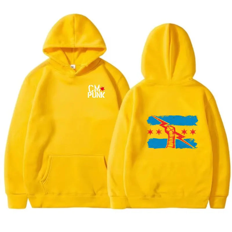 Autumn and Winter New Famous Wrestler Returns to CM Punk Men's Solid Hoodie Fashion Print Street Sports Casual Top Pullover