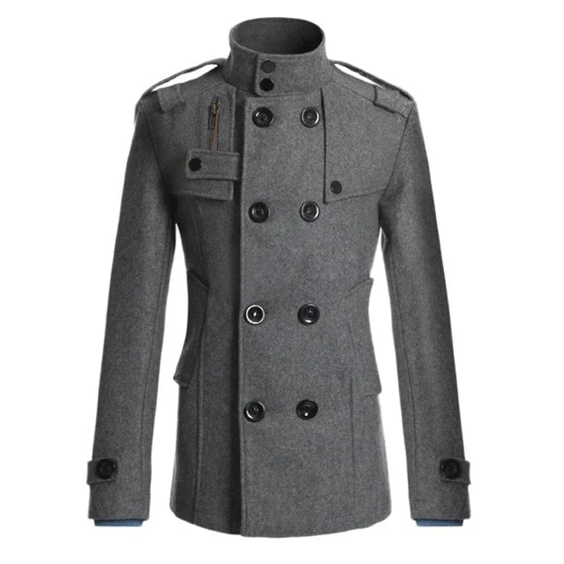 Men's Long Coat Winter Warm Woolen Overcoat Fashion Casual Lapel Button Gentleman Coat for Man High Street Top Coat
