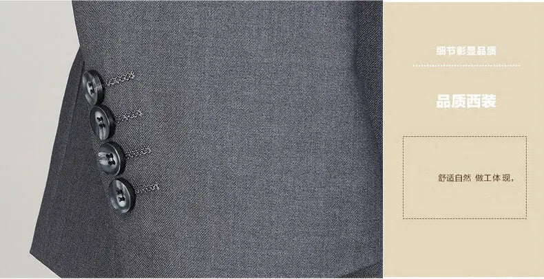 Two button men (suit + trousers) Korean version of fashion slim-fit business professional dress work formal two-piece set