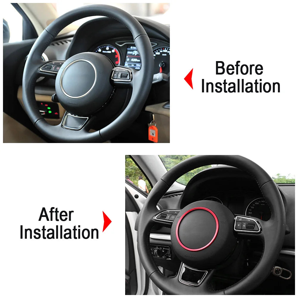 For Audi A1 A3 A4 A5 A6 A7A8 Q3 Q5 Q7 SQ5 S1 S3 S4 S5 S6 S7 S8 RS3 RS5 RS6 Car Steering Wheel Decoration Ring Trim Cover Sticker