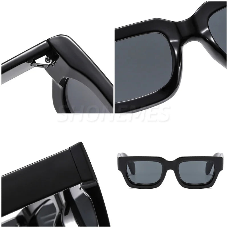 SHONEMES Square Sunglasses Stylish Men Women Thick Frame Shades Outdoor UV400 Sun Glasses Brown Black Orange for Unisex