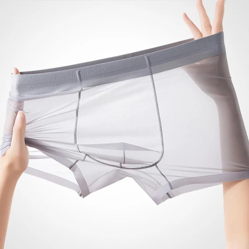 Sexy Men Boxy Underwear Seamless Ice Silk Thin Quick Dry Cool Feel Comfort Sports Trunks Youth Mid-rise U Convex Pouch Underpant