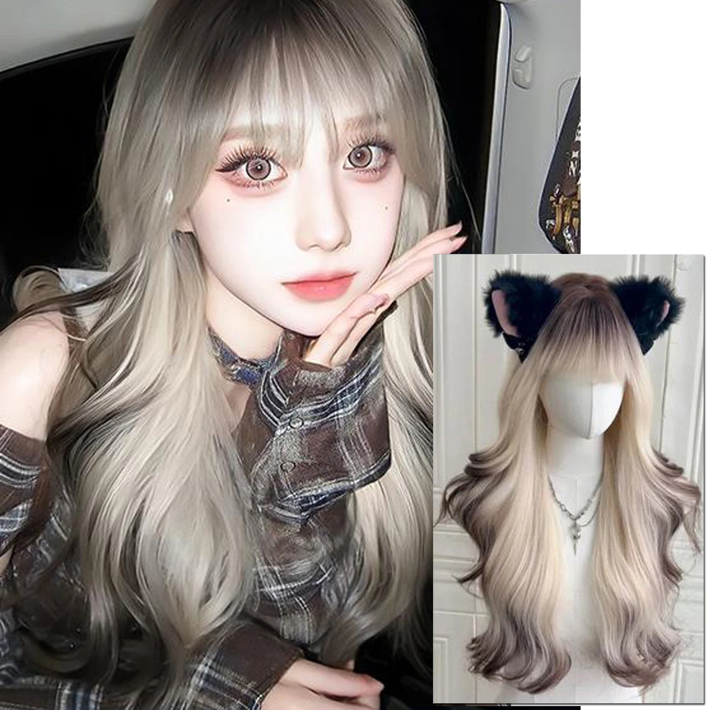 XIYUE Long Straight Black Wig With Bang Synthetic Wigs for Women Heat Resistant Natural Hair for Daily Halloween Cosplay Party