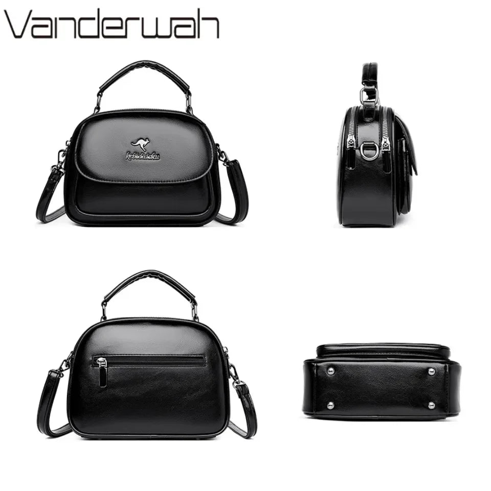 VANDERWAH Small Round Bag for Women Luxury Designer Handbag Lady High Quality Soft Leather Shoulder Bag Retro Color Commuter Sac