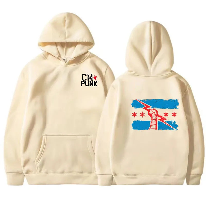 Autumn and Winter New Famous Wrestler Returns to CM Punk Men's Solid Hoodie Fashion Print Street Sports Casual Top Pullover