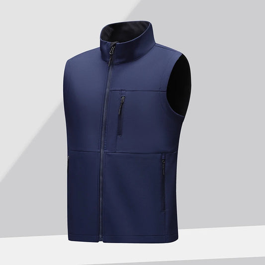 Soft shell thick vest men's autumn and winter work clothes plush jacket waterproof sleeveless windproof running sports vest
