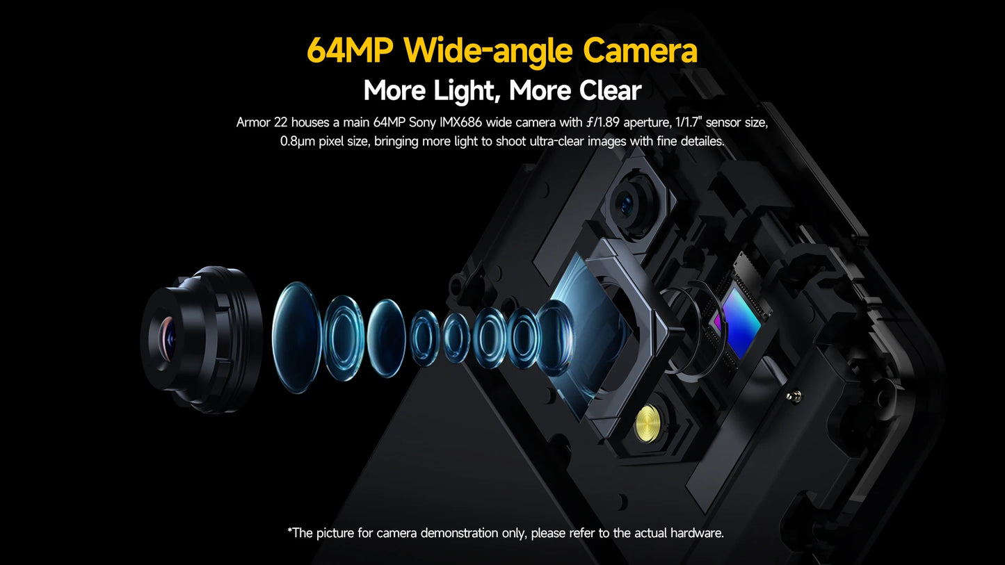 Ulefone Armor 22 Rugged Phone ,16GB (8GB+8GB) RAM ,128GB/256GB ROM , Android 13 Smartphone,NFC 64MP 4G Phone