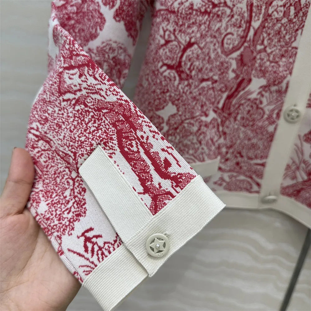 Women's Clothing 2025 Early Autumn New Style Temperament Jungle Jacquard Knitted Cardigan Top+French Elegant Half Skirt Two-Piec