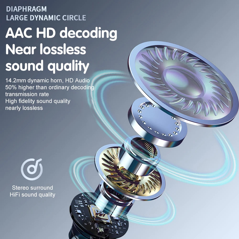 50H Play Time Bluetooth 5.4 Earphones LED Display HiFi Sound Earbuds Wireless Headphones Sports Waterproof Headsets