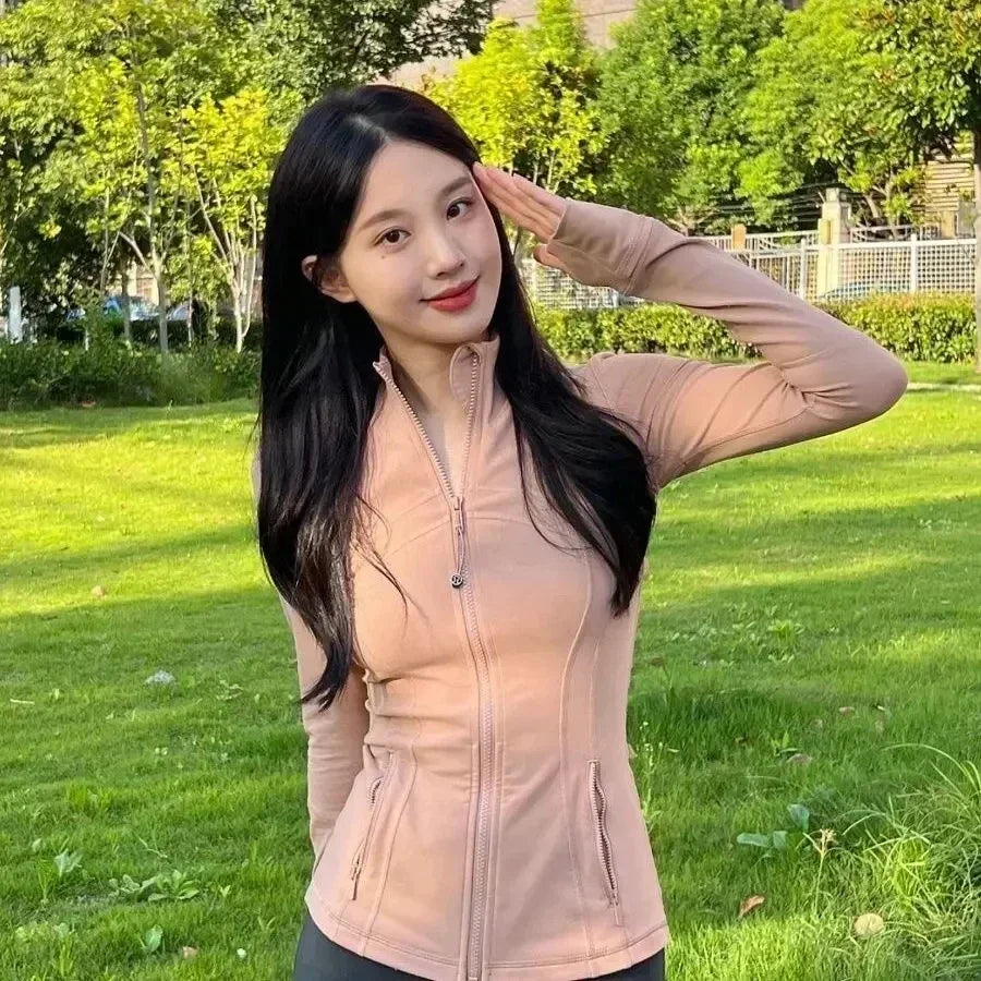 Yoga Clothes Women Define Jacket With Logo Wear Long Sleeve Full Zipper Sports Gym Workout Clothing Slim Fit Dupes Athletic