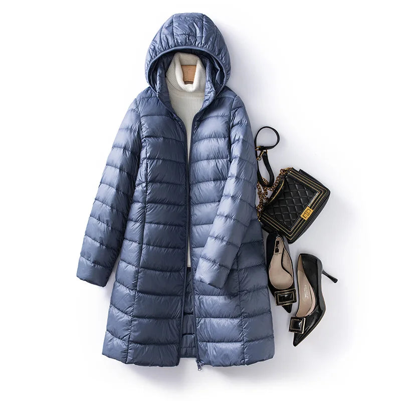 Autumn and Winter Women's New Detachable Down Jacket Temperament Commuter Fashion Warm Hooded Down Jacket Women's Outdoor Jacket