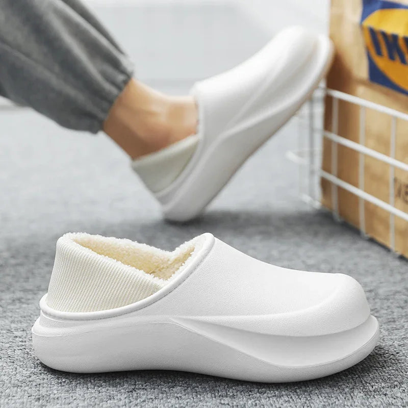 2025 Men's Slippers New Model Warm Thick Bottom Non-Slip Shoes Soft Comfortable Heel Covering Wear-Resistant Indoor Footwear