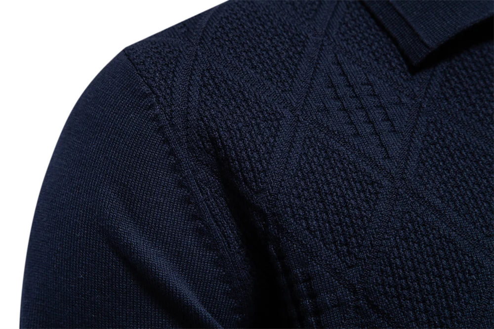 2023 New Autumn Cotton Polo Neck Sweaters for Men High Quality Pullover Knitted Sweater Men England Style Casual Social Pull Men