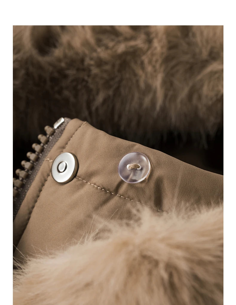 TOYOUTH Women Down Jacket 2024 Winter New 90% White Duck Down Fur Collar Hooded Warm Jacket Coat