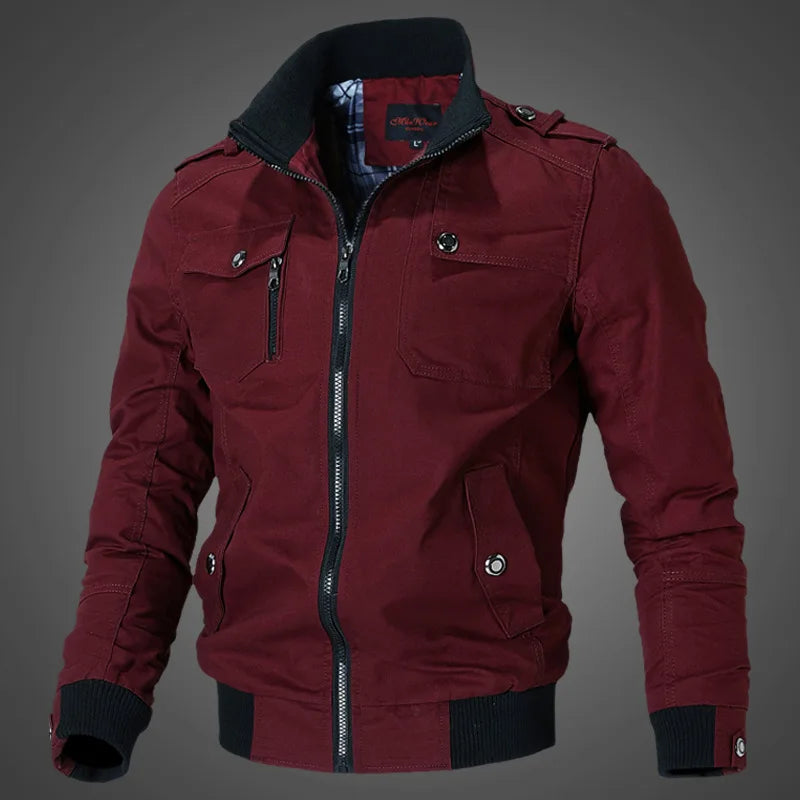 Spring and Autumn New Men's Plus Size Workwear Jacket Korean Version Trendy Slim Fit Military Top Casual Windproof Warm Jacket