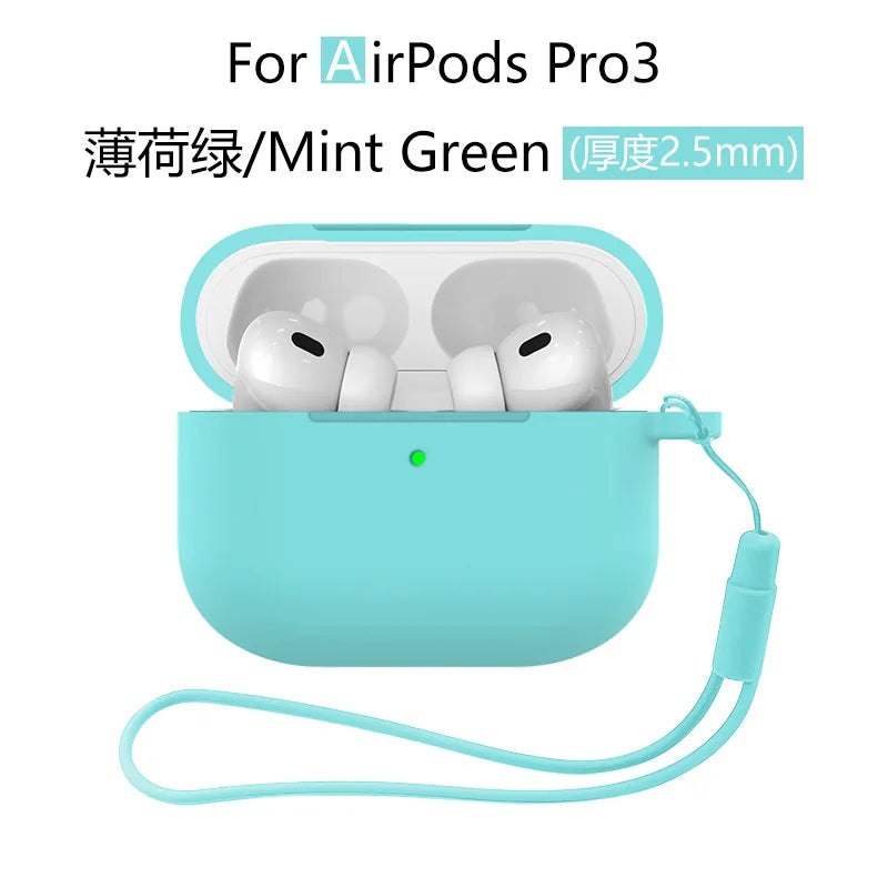 for AirPods Pro 3 Case Cover 2025 with Lanyard Soft Skin Silicone Protective Shockproof Case For AirPods Pro 3 Case Accessories