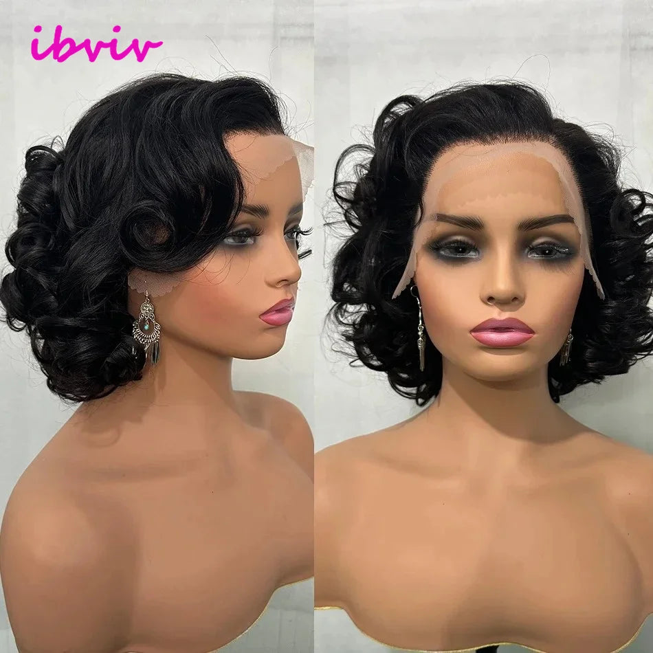 Super Double Drawn Glueless Wig 100% Human Hair Ready To Go 12inch Loose Deep 250% High Density 13x4 Transparent Lace Front Wigs