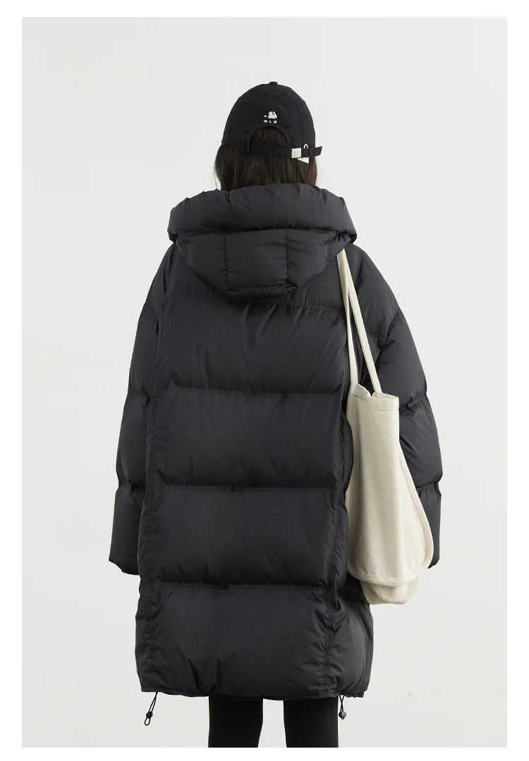 CHIC VEN Women Down Coats Loose New 90 White Duck Down Jacket Medium Long Hooded Female Down Jacket Autumn Winter 2024