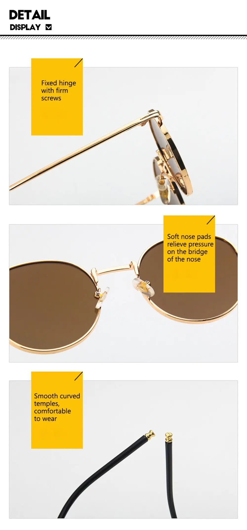 Fashion Women Men Sunglases Round Sun Glasses New Metal Frame Eyewear Fishing Glasses UV400 Shades