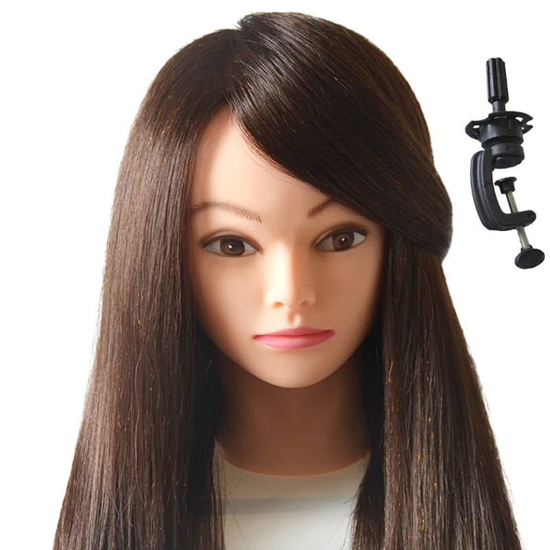 85% Human Hair Mannequin Head Doll Head with Hair Cosmetology Manikin Head Dummy Head for Hot Curl Iron Braiding Hairstyle