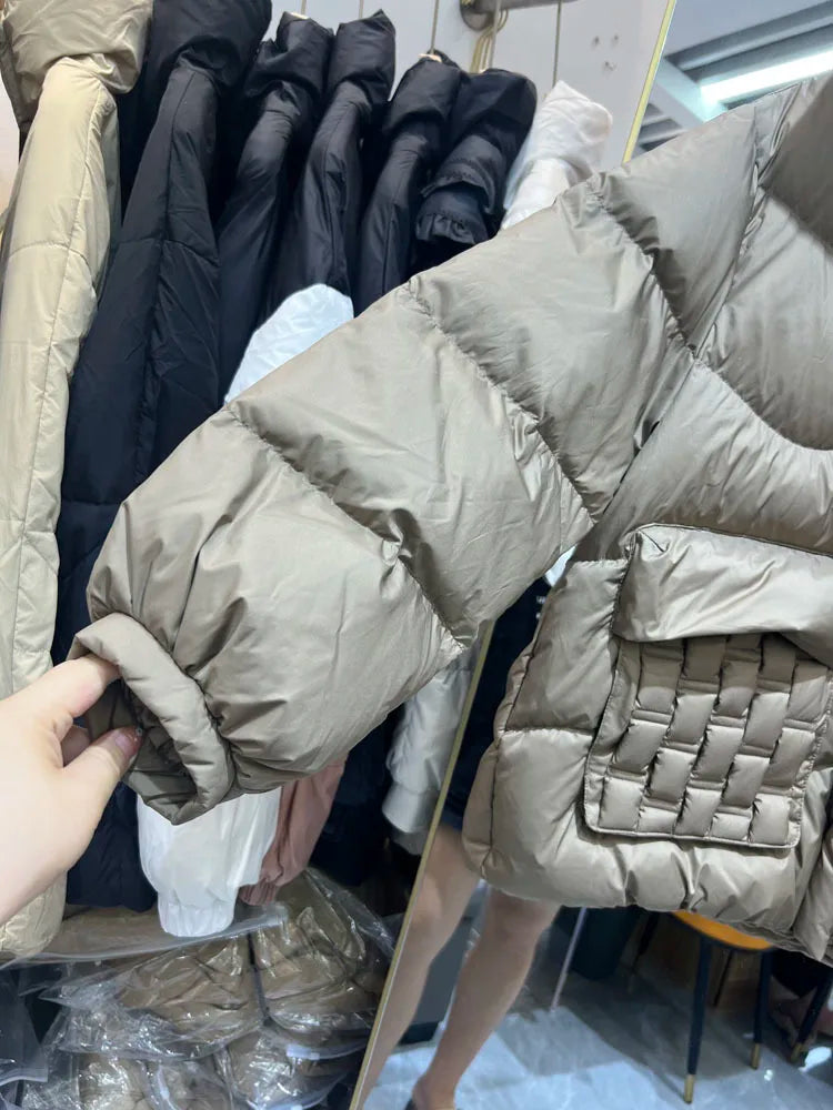 Fashion Hooded Parka Women's Winter Clothes 2023 New Short Bread Jacket CWhite Duck Down Coat Woman Large Size Overcoat