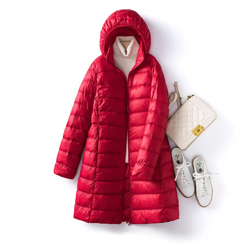 Autumn and Winter Women's New Detachable Down Jacket Temperament Commuter Fashion Warm Hooded Down Jacket Women's Outdoor Jacket