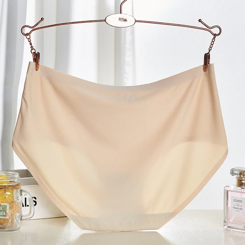 10PCS/Set Women's Panties Seamless Female Underwear Plus Size Cozy Briefs Breathable Silk Satin Lingerie Hot Sale Underpants