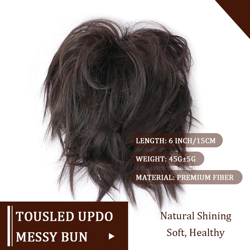 Messy Bun Hair Piece Synthetic Short Ponytail Extension Elastic Rubber Band Hair Buns Hair Pics for Women