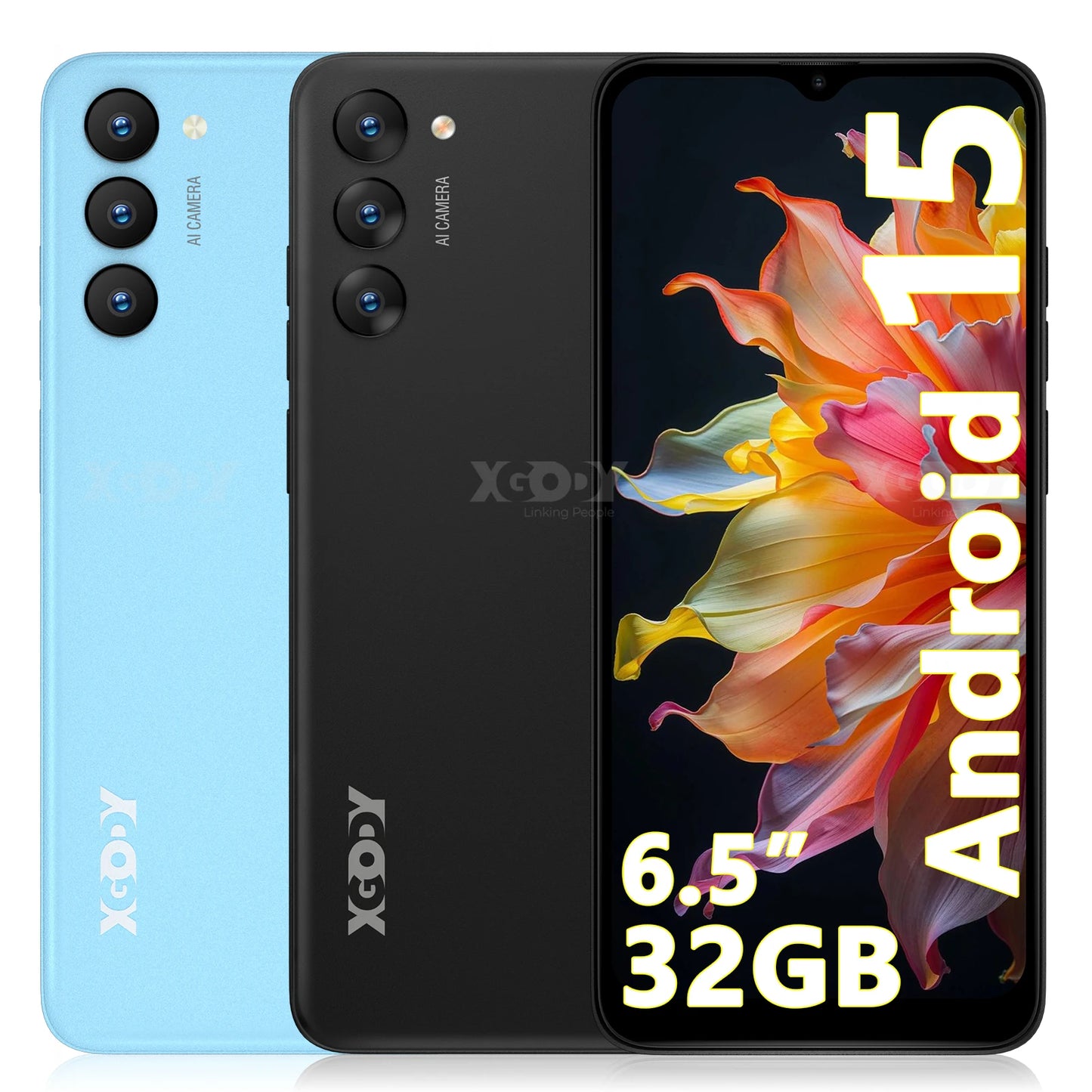 XGODY X36 Smartphone Android 15 Mobile Phone 6.5 Inch HD Screen 7GB RAM 32GB ROM Storage 4G Dual SIM Octa Core 4200mAh Battery
