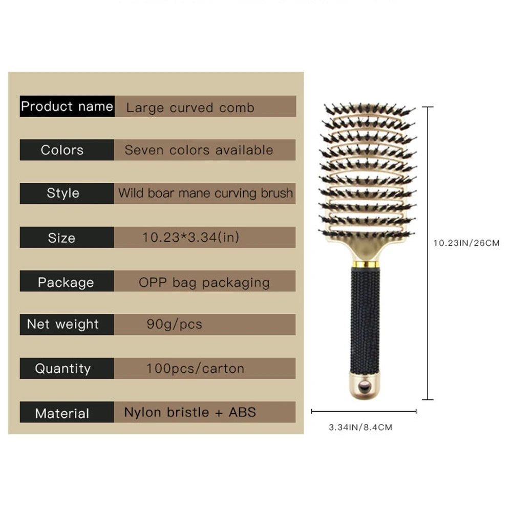 Hair Brush Hair Comb Detangling Hair Brush Bristle&Nylon Women Wet Massage Comb Curly Hairdressing Salon Styling Tools