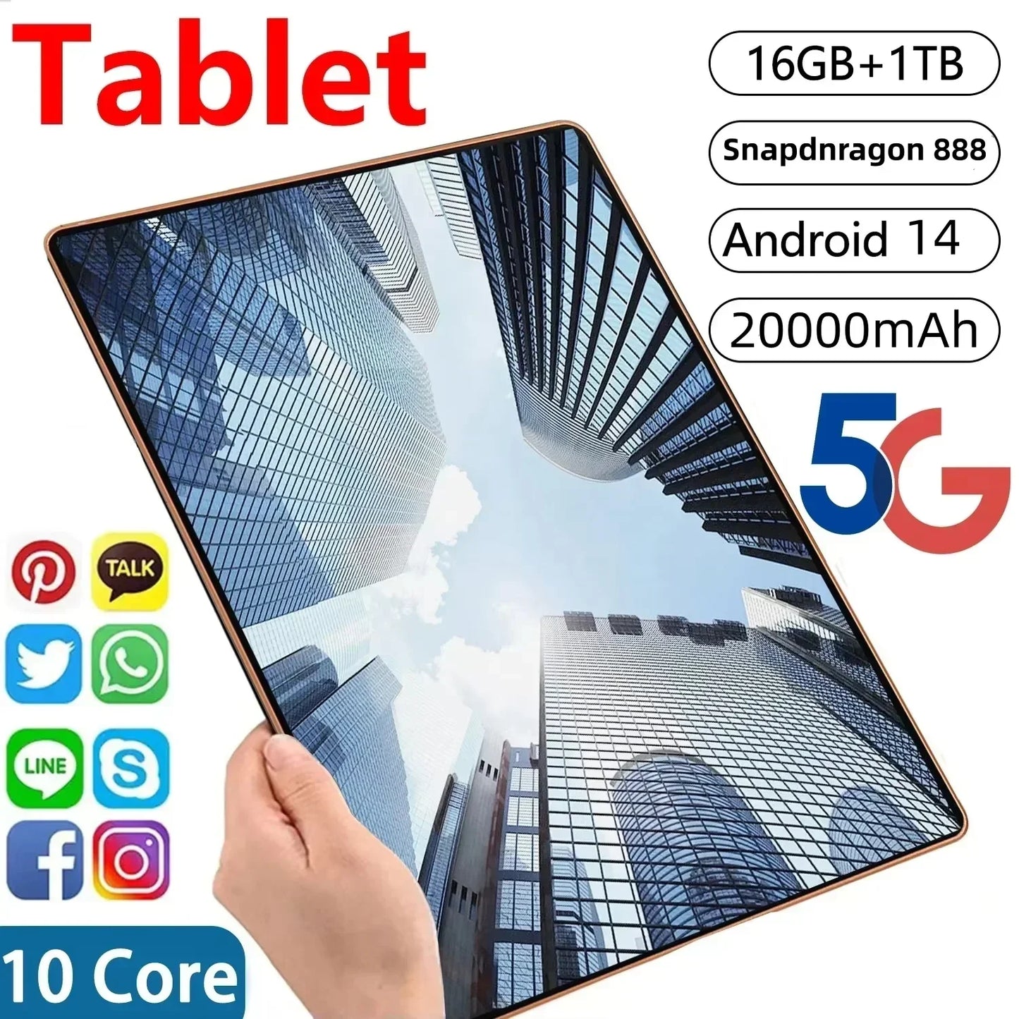 2025 New Original Global Edition Tablet Android 14 Pad 15 Pro 22GB + 2TB Snapdragon 888 Tablet 5G Dual SlM Card WIFI HD 4K M Tab