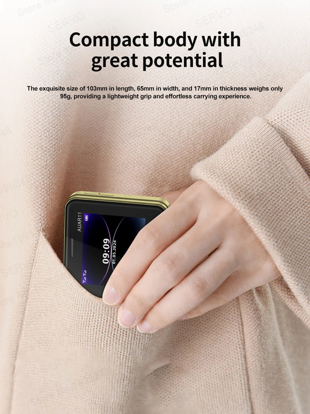 SERVO AUAR11 Rotating Mobile Phone 2 SIM Stadby Torch Speed Dial Magic Voice FM Radio 2G GSM 2.4" Slide Screen Small Cellphones