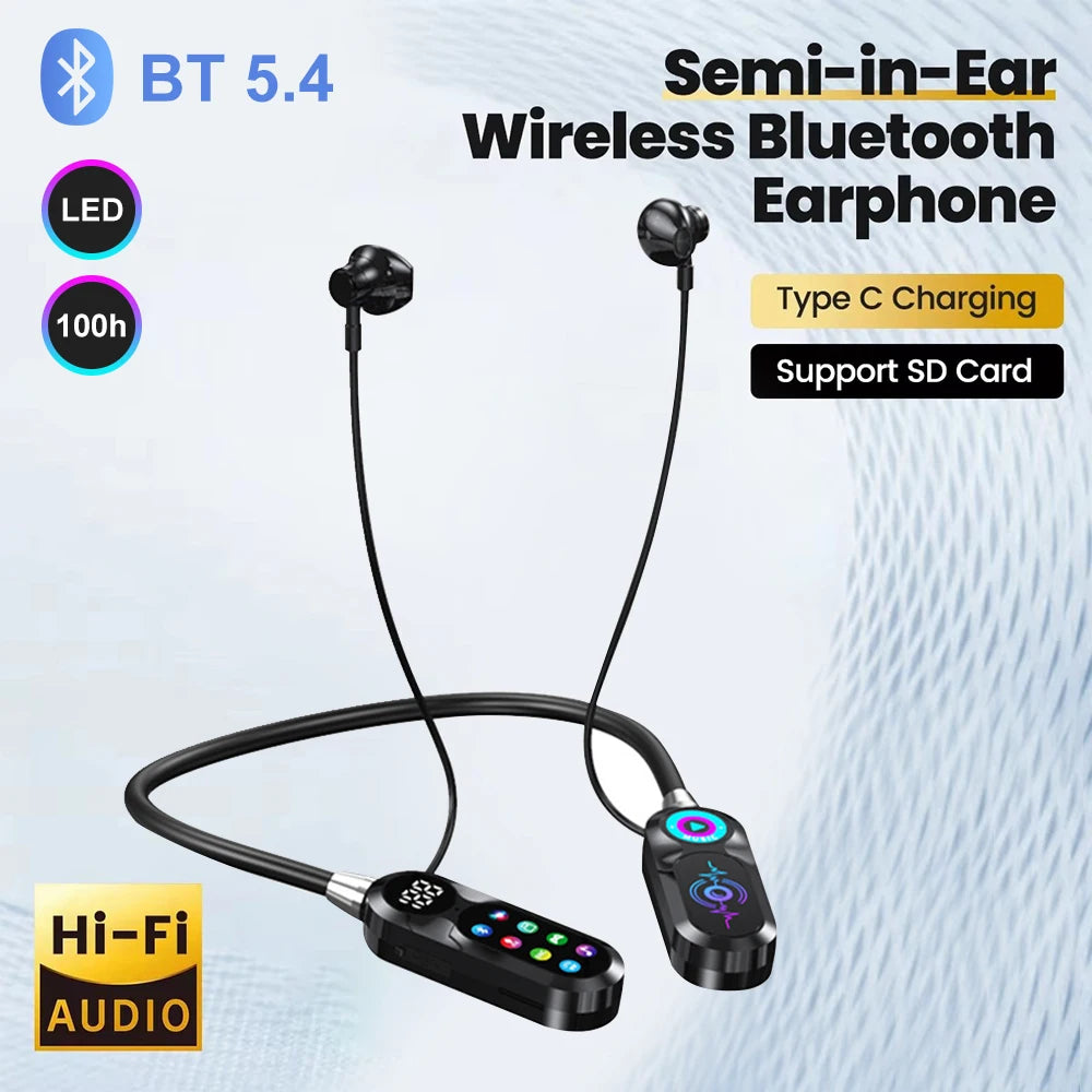 50H Play Time Bluetooth 5.4 Earphones LED Display HiFi Sound Earbuds Wireless Headphones Sports Waterproof Headsets