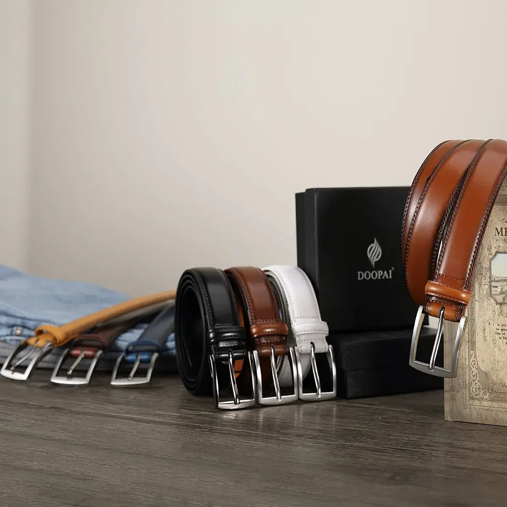 Men's Leather Belt Needle Buckle Belt Trendy New Casual Genuine Leather LONG Large Belts Cowhide Men's Belt Plus Size Men Belts