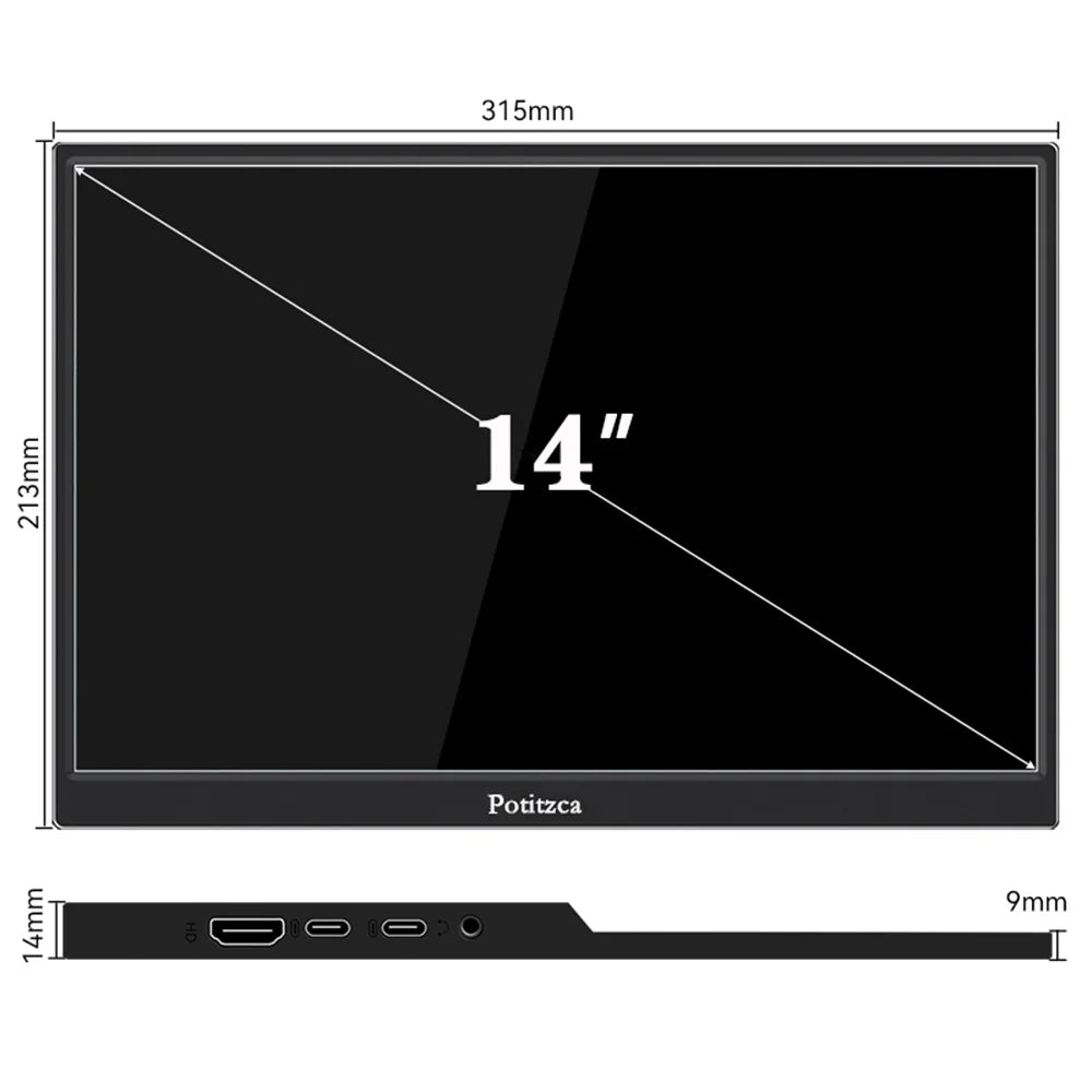 Touchscreen Portable Monitor 16/15.6/14 Inch FULL HD LCD Display IPS Panel Laptop Monitor for PC/Raspberry Pi/Laptop/PS3/4/Xbox
