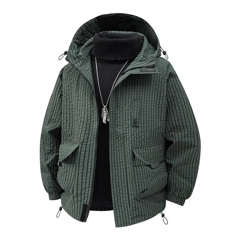 Spring Autumn Hooded Jackets Men Waterproof Outerwear Coats Solid Color Casual Loose Couple Fashion Hooded Coat Fashion Tops Man