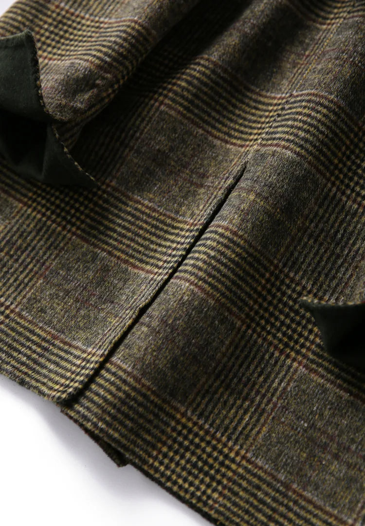 Handmade Sewn Double-sided Woolen Blazer Women Spring Autumn Plaid Wool Overcoat Office Lady Casual Suit Coat Thick Jacket
