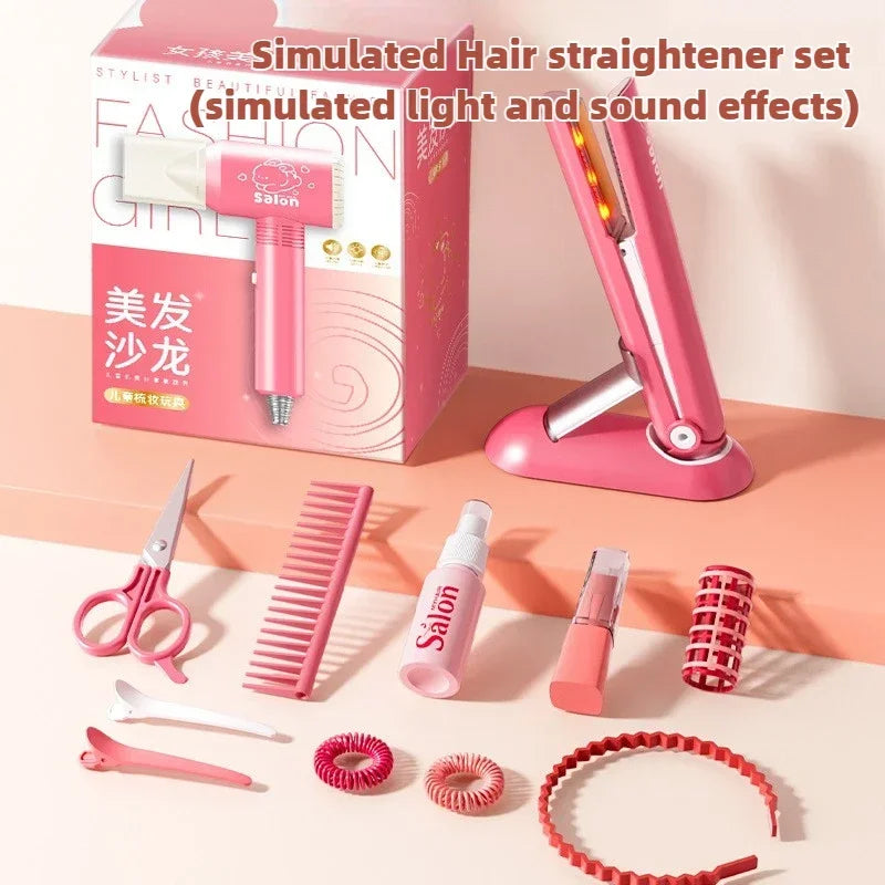 Make up Toys Simulation Haircut Kit Children's Hair Dryer Role Playing Game Educational Toys for Girls Pretend Play Kids Gifts